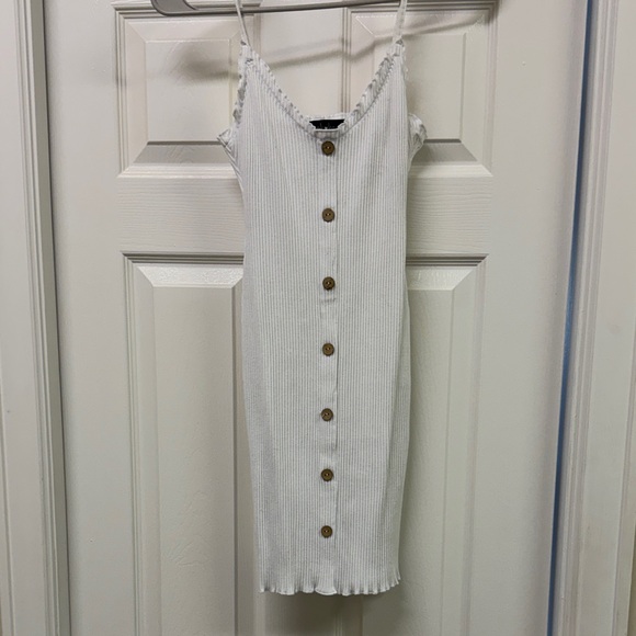 White Button-Down Ribbed Dress - Picture 1 of 1